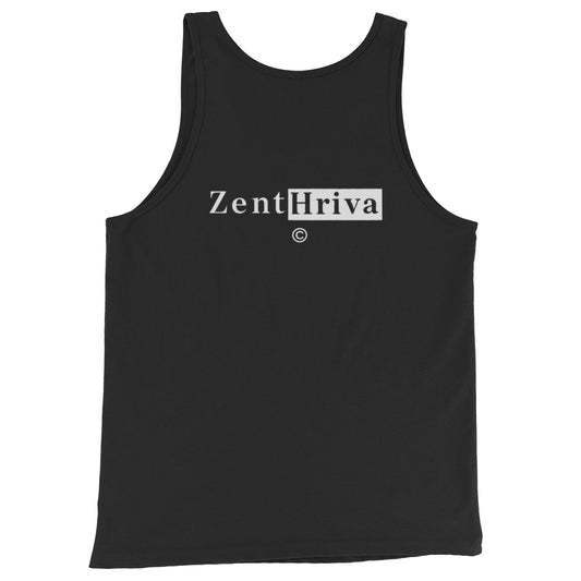 Tank Top Signature ZentHriva — Negro espalda con logo, diseño minimalista premium