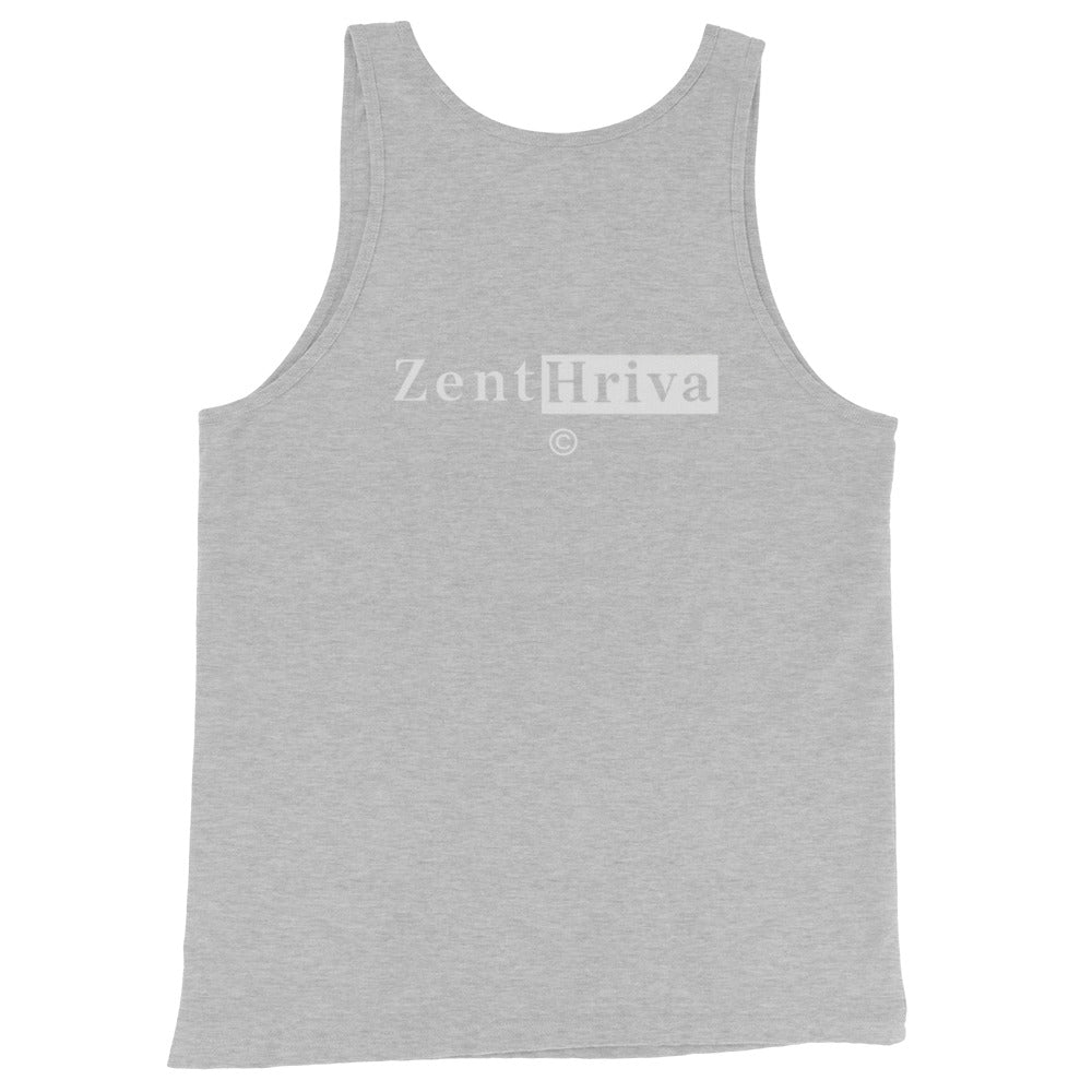 Tank Top Signature ZentHriva — Gris Athletic Heather espalda con logo ZentHriva
