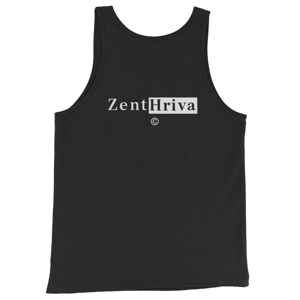Tank Top Signature ZentHriva — Negro espalda con logo, diseño minimalista premium
