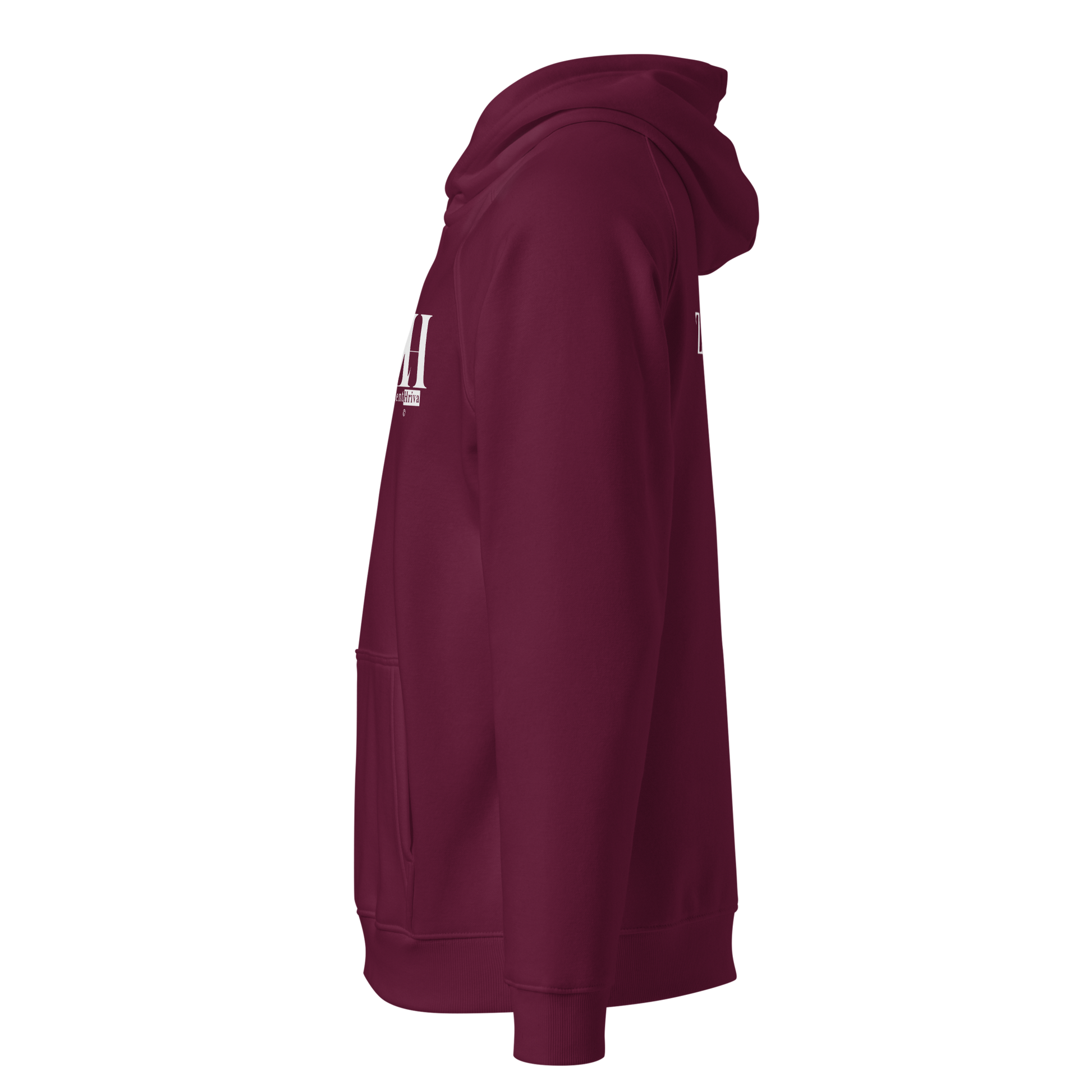 Unisex Eco Raglan Hoodie ZentHriva — Burgundy, vista lateral izquierda
