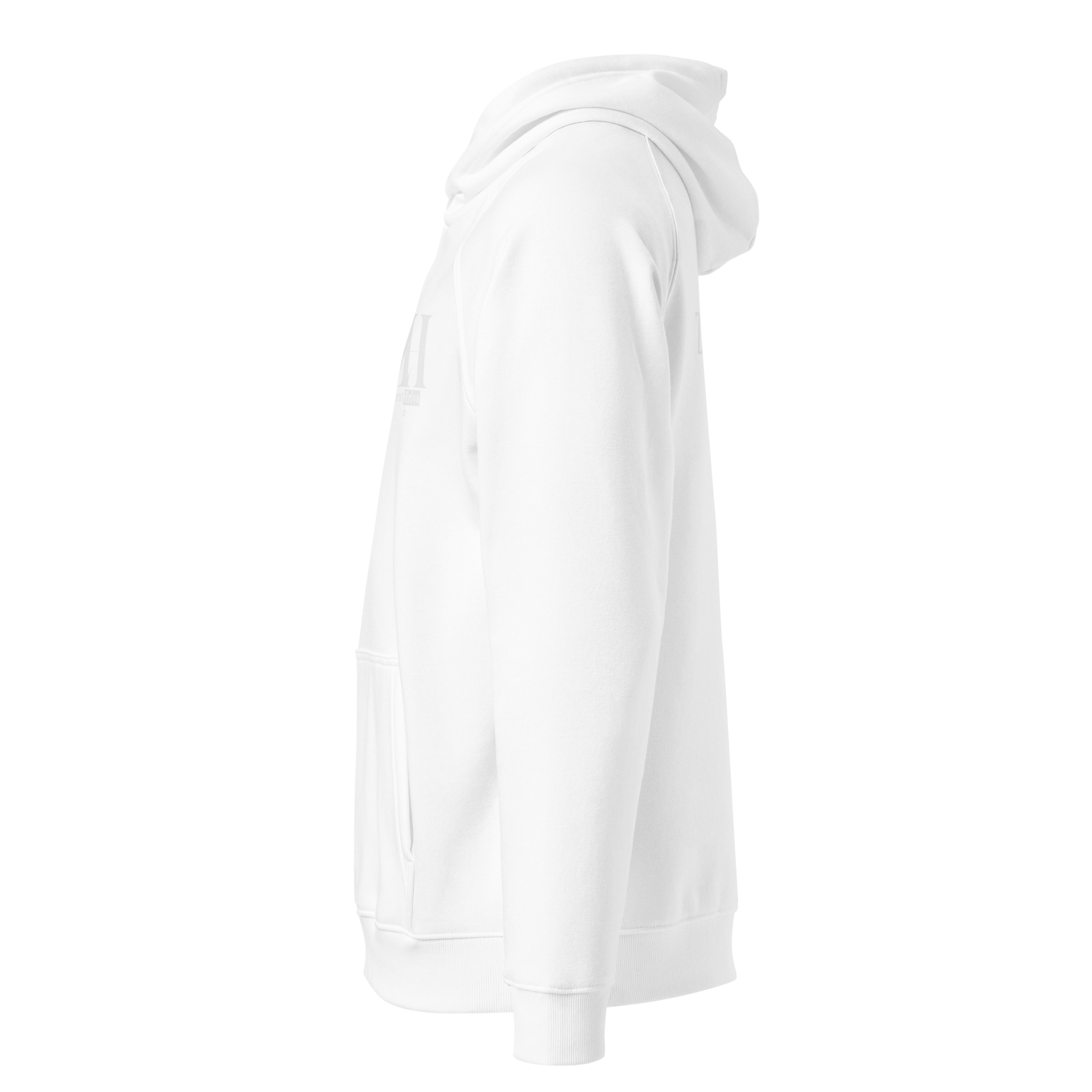 Unisex Eco Raglan Hoodie ZentHriva — White, vista lateral izquierda