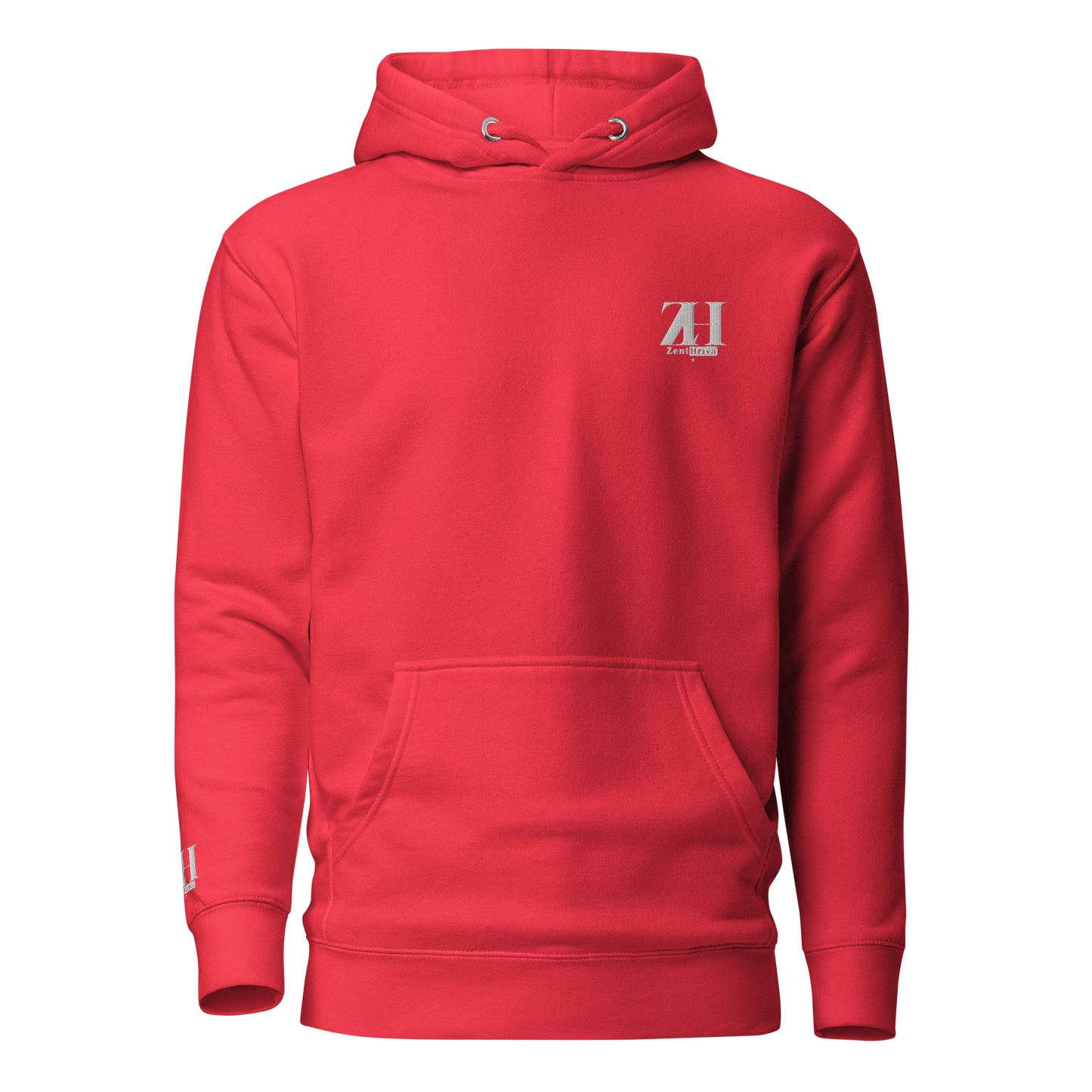 Unisex Premium Pullover Hoodie ZentHriva — Team Red, front view